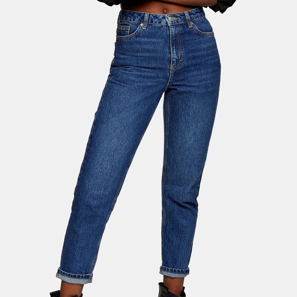 Topshop Indigo Mom Tapered Jeans 